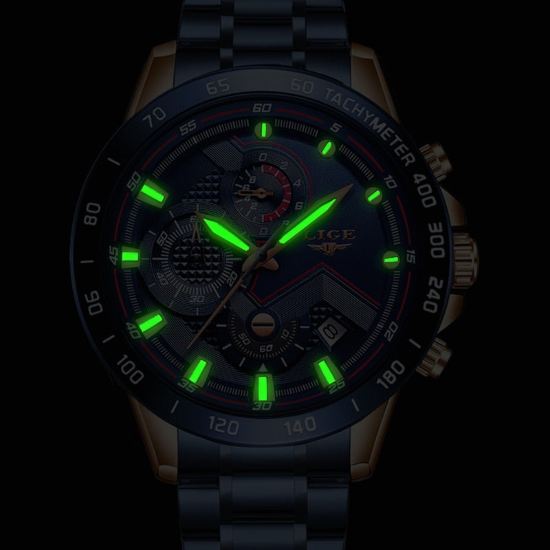 Black/Blue LIGE Men's Watch