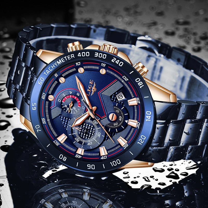 All Blue LIGE Fashion Men's Watch