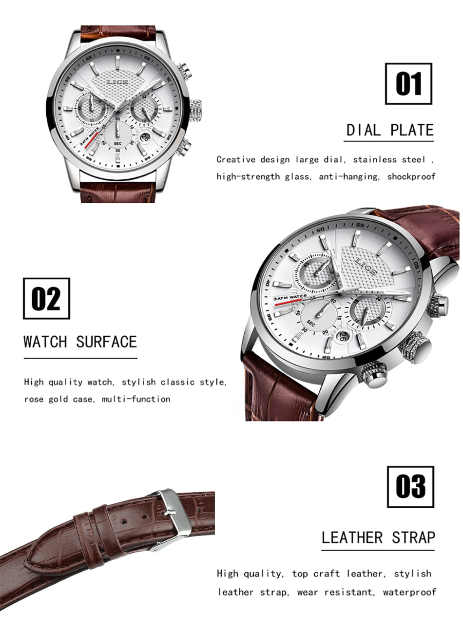 Silver/White Lige Men's Watch