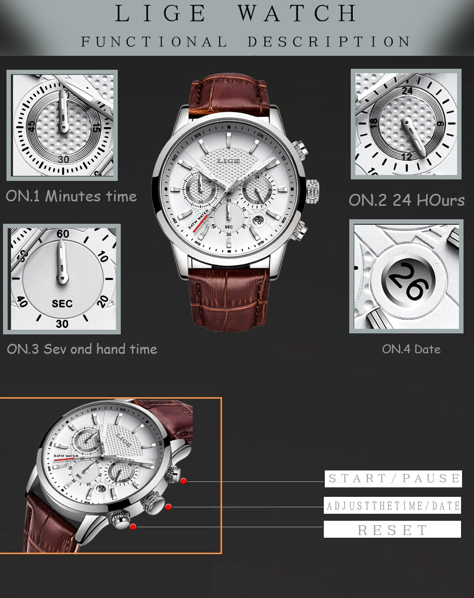 Silver/White Lige Men's Watch