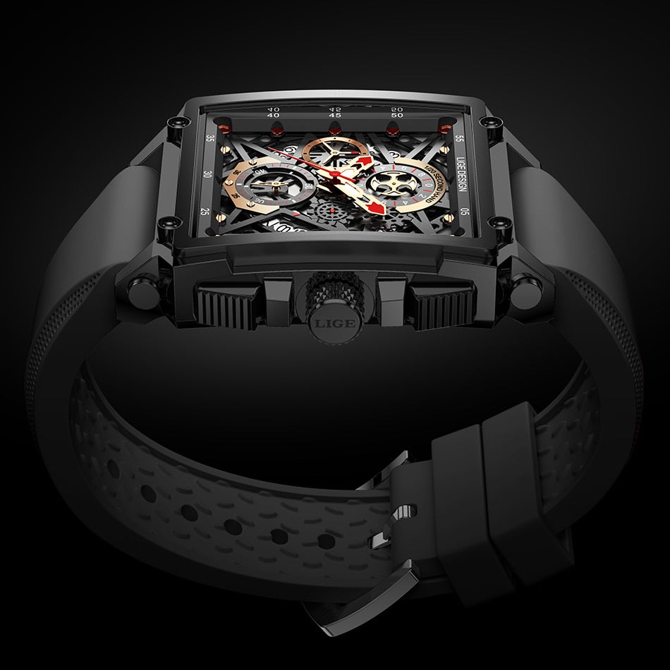 Silicone Black LIGE Men's Watch