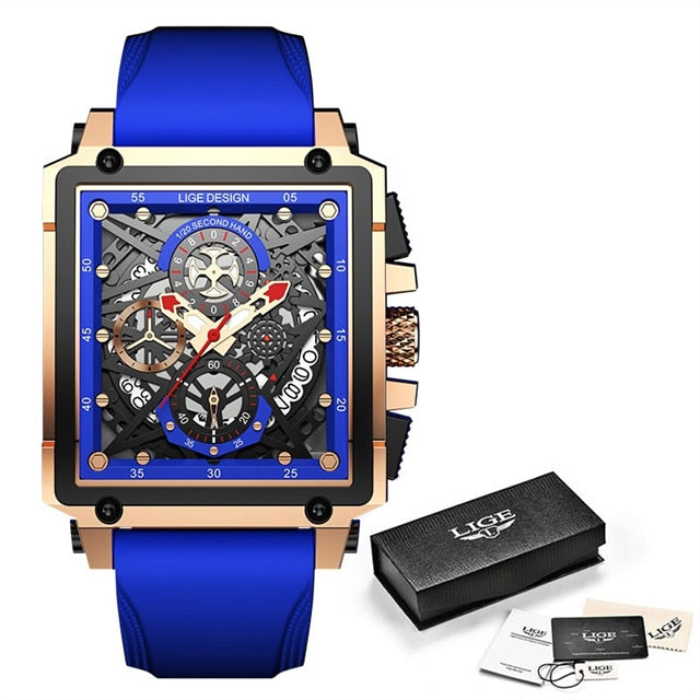 Silicone Blue LIGE Men's Watch