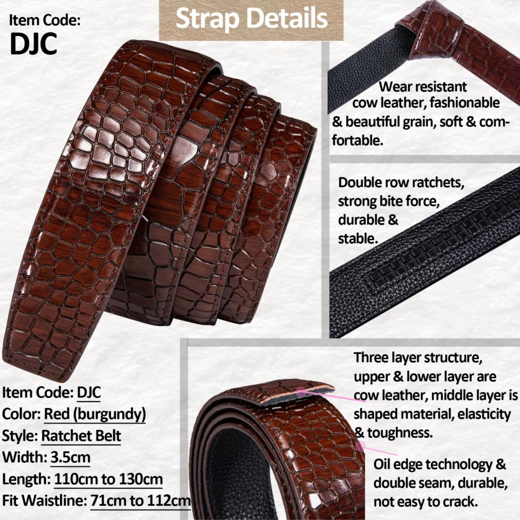 Brown Genuine Leather Belt Automatic Ratchet Buckle Waistband