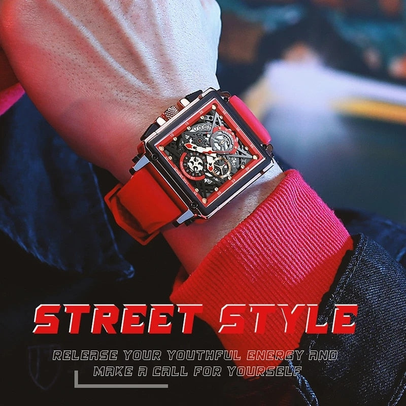 Silicone Red LIGE Men's Watch