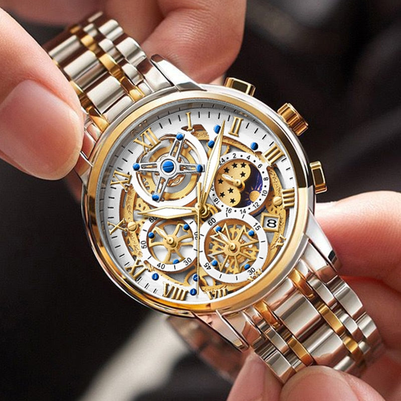 Silver/Gold LIGE Men Watch