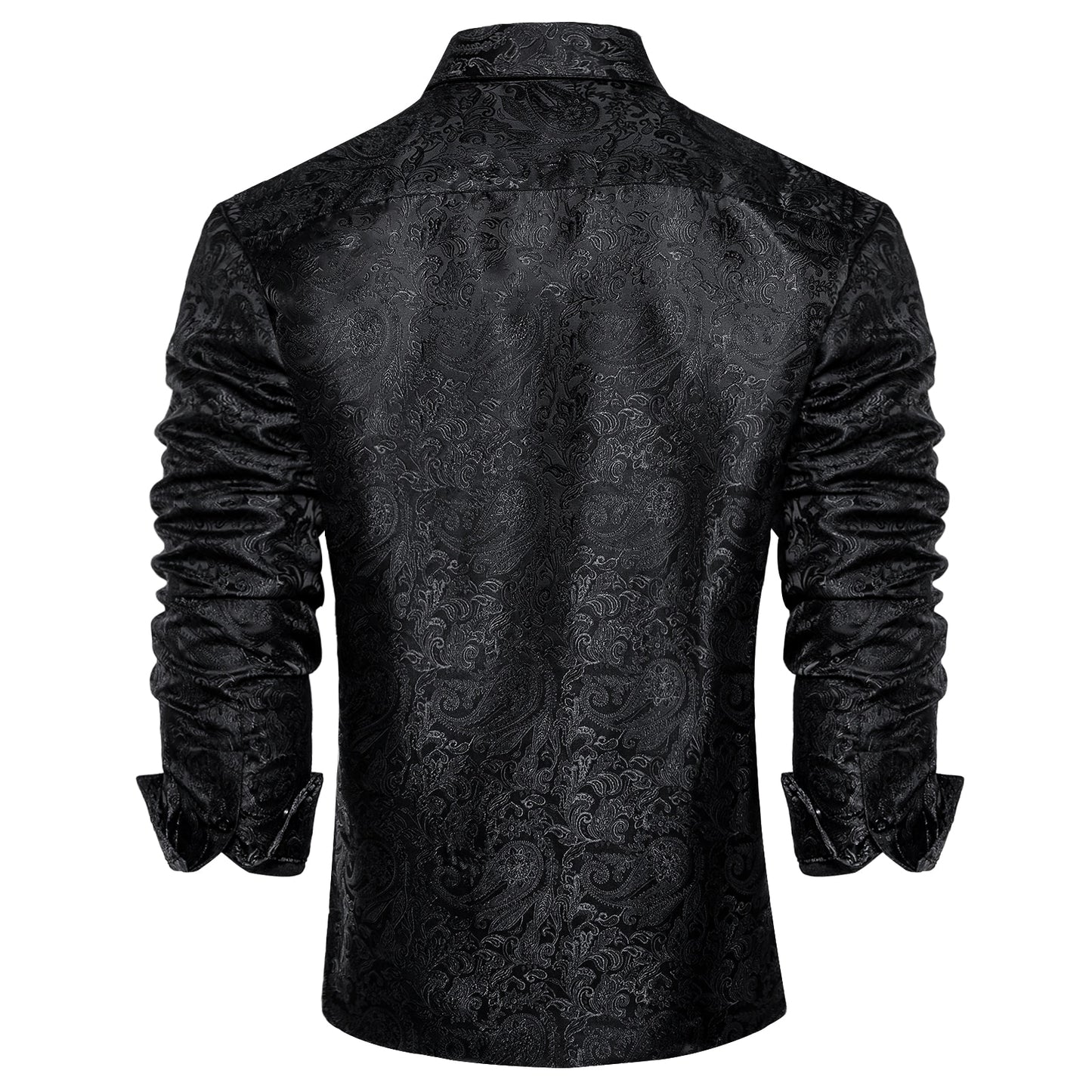 Black Long Sleeve Silk Dress Shirts