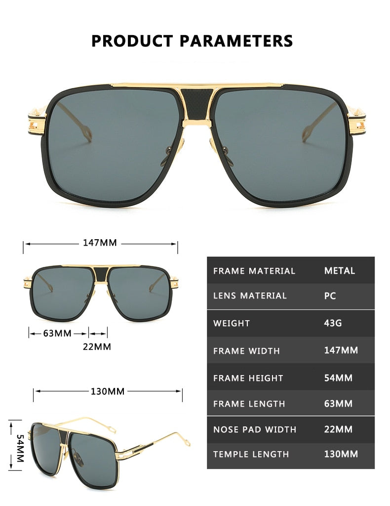 Gold/Black Vintage Square Designer Shades