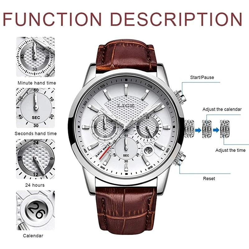 Silver/White Lige Men's Watch