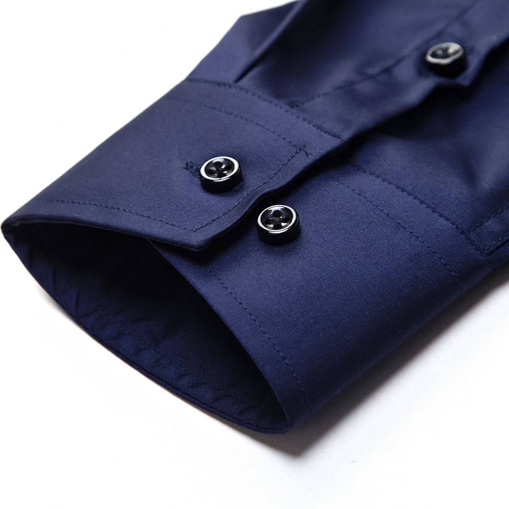 Navy Blue Anti-Wrinkle Long Sleeve Shirt