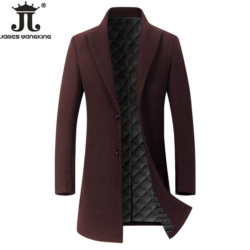 Red Standard Men's Casual Business Woolen Coat