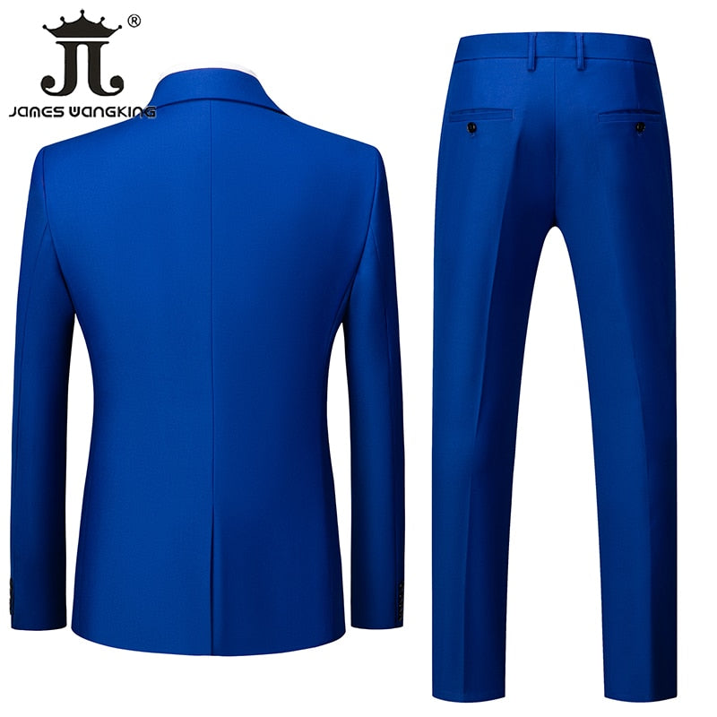 Sky Blue Single-breasted Men's 3pcs Suit