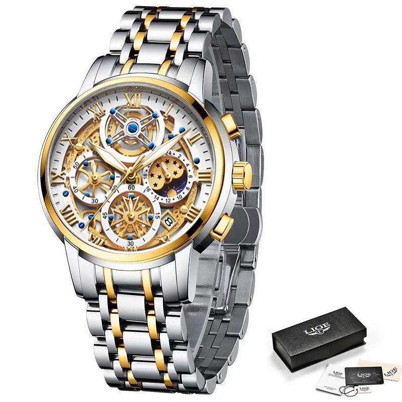 Silver/Gold LIGE Men Watch