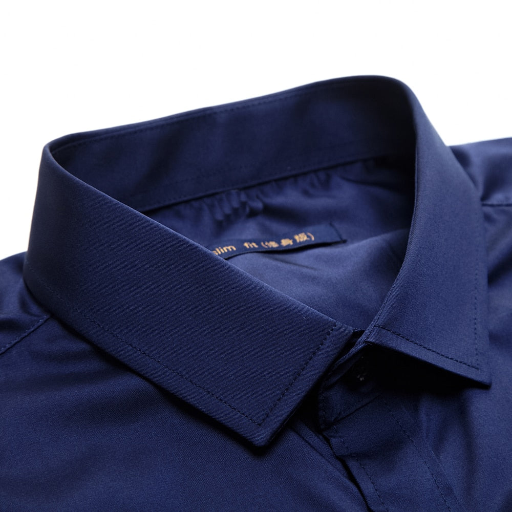 Navy Blue Anti-Wrinkle Long Sleeve Shirt