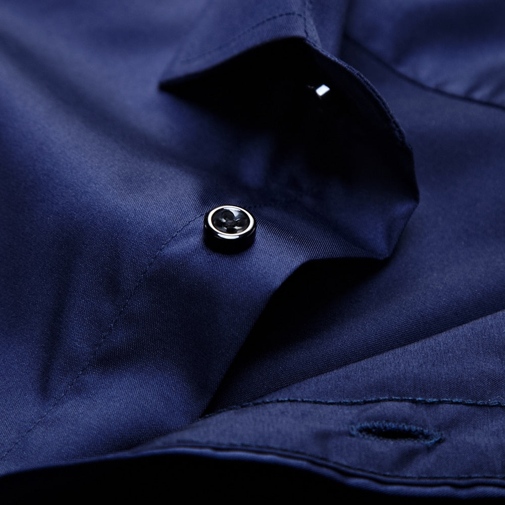 Navy Blue Anti-Wrinkle Long Sleeve Shirt