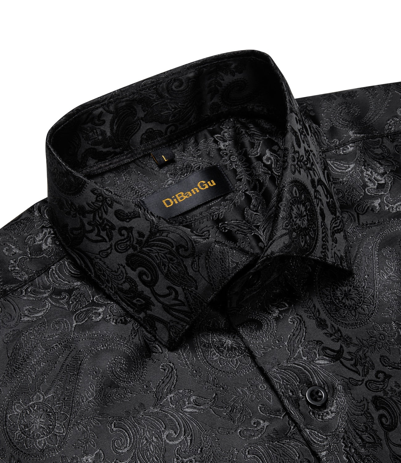 Black Long Sleeve Silk Dress Shirts