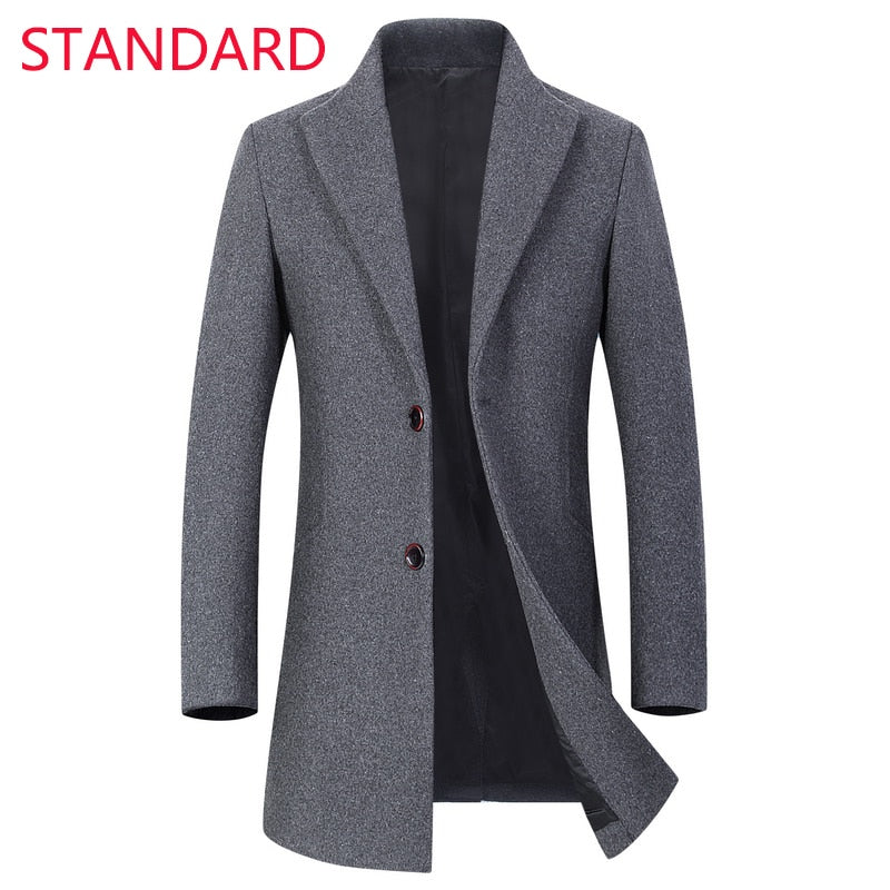 Gray Standard Men's Casual Business Woolen Coat