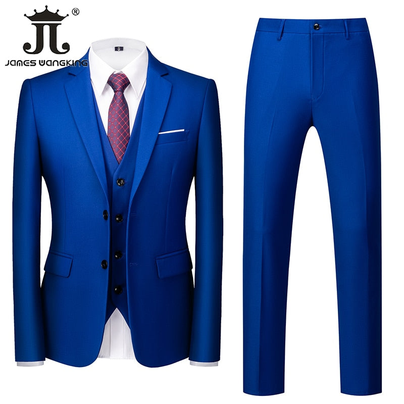 Sky Blue Single-breasted Men's 3pcs Suit