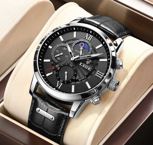 Silver/Black Lige Men's Watch