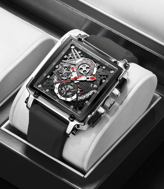 Silicone Silver/Black LIGE Men's Watch