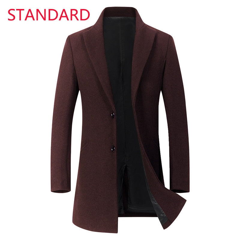 Red Standard Men's Casual Business Woolen Coat