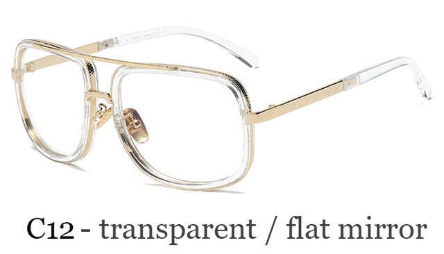 Transparent/Flat Mirror Vintage Square Designer Shades