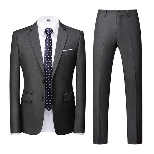 Dark Gray Single-breasted Men's 2pcs Suit