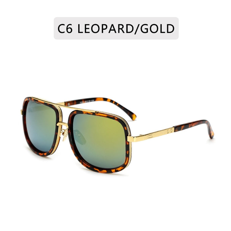 Leopard/Gold Vintage Square Designer Shades