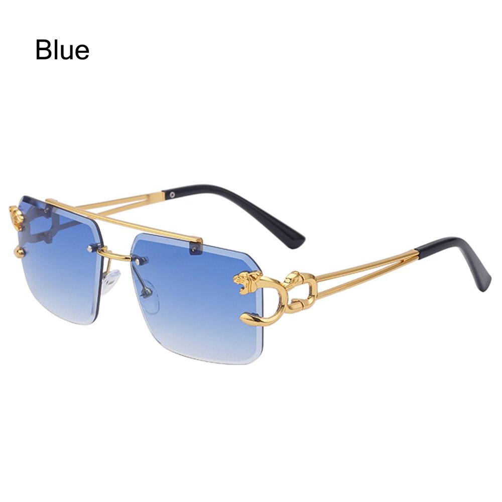 Blue Rimless Sunglasses Vintage Shades