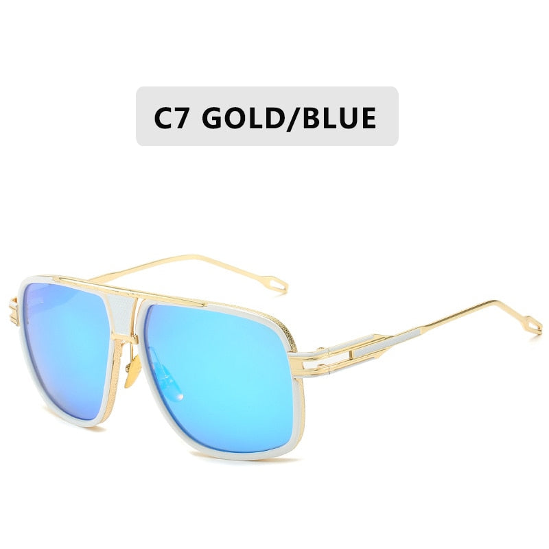 Gold/Blue Vintage Square Designer Shades