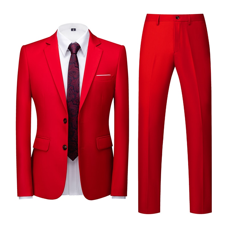 Big Red Single-breasted Men's 2pcs Suit