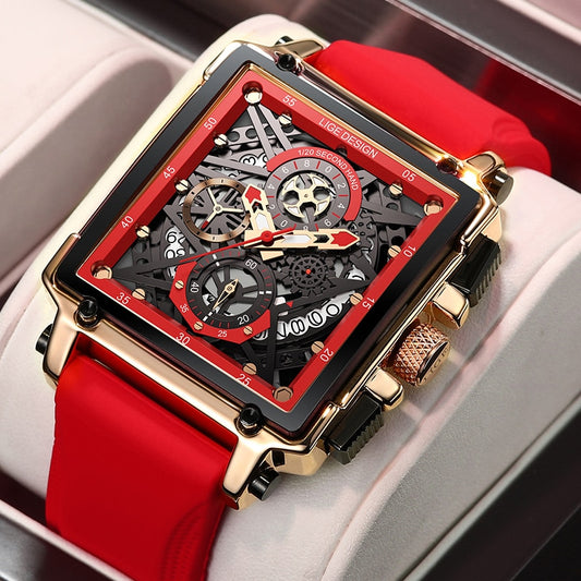 Silicone Red LIGE Men's Watch