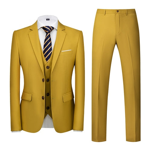 Golden Rod Single-breasted Men's 3pcs Suit