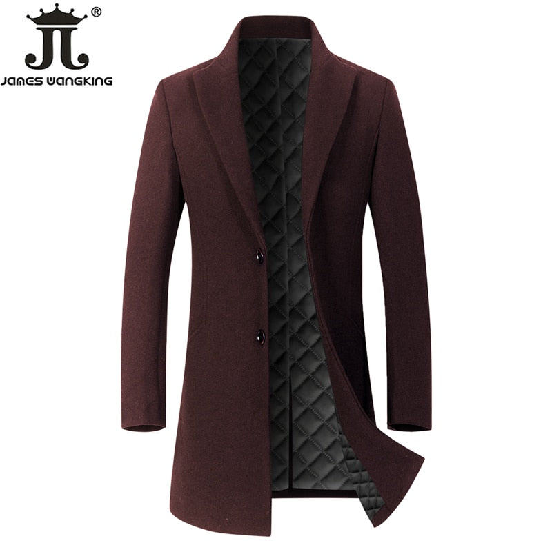 Red Thick Men's Casual Business Woolen Coat