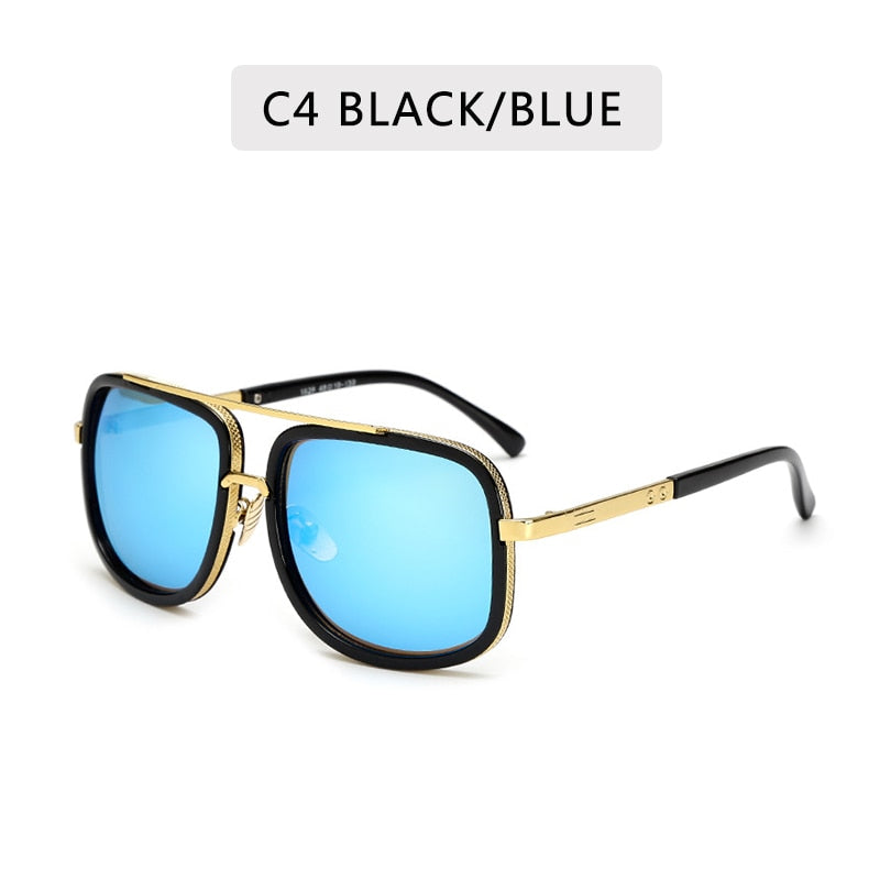 Balck/Blue Vintage Square Designer Shades