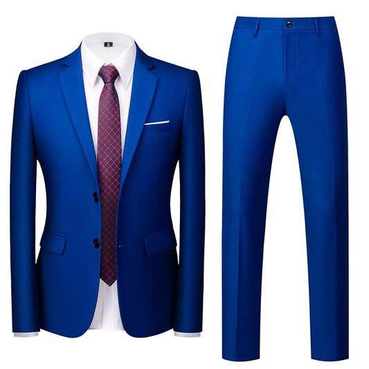 Royal Blue Single-breasted Men's 2pcs Suit