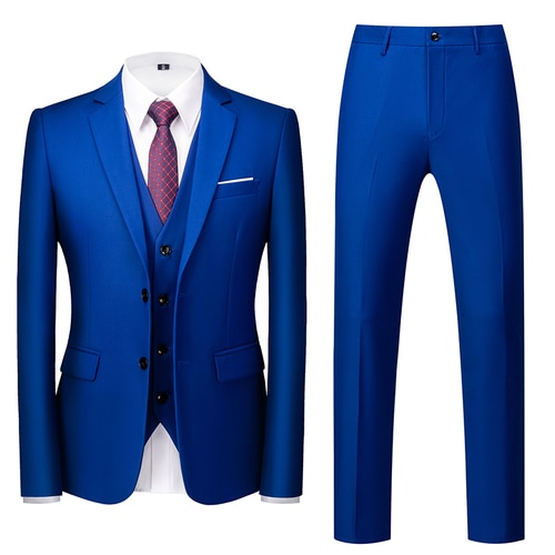 Royal Blue Single-breasted Men's 3pcs Suit