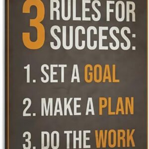 3 Rules for Success Motivational Wall Art Print, Inspirational Quotes Wall Art for Home, Office, Classroom, Gym, And More. Great Leadership Gift of Encouragement Poster Print Decorative Painting Canva