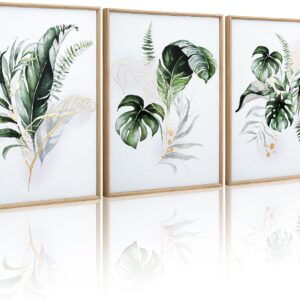 ArtbyHannah Unframed 12x16 Inch Canvas Wall Art Prints, Set of 3 Botanical Wall Decor for Bathroom, Living Room, Office (Ideal as 12x16 Frame Insert)
