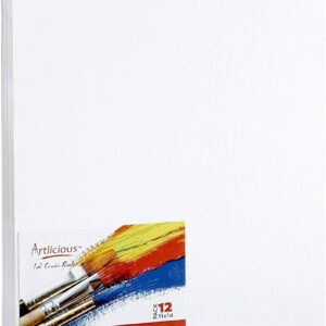 Artlicious Canvases for Painting - Pack of 12, 11 x 14 Inch Blank White Canvas Boards - 100% Cotton Art Panels for Oil, Acrylic & Watercolor Paint
