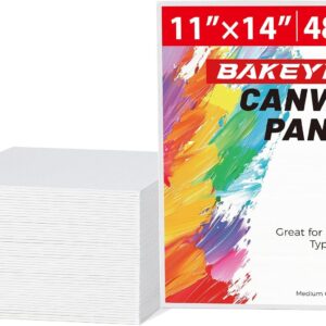 BAKEYBA Canvas Boards for Painting 48 Pack 11x14 Inch Blank Canvas Panels, 100% Cotton Art Supplies for Acrylics Oil Watercolor Tempera Paints