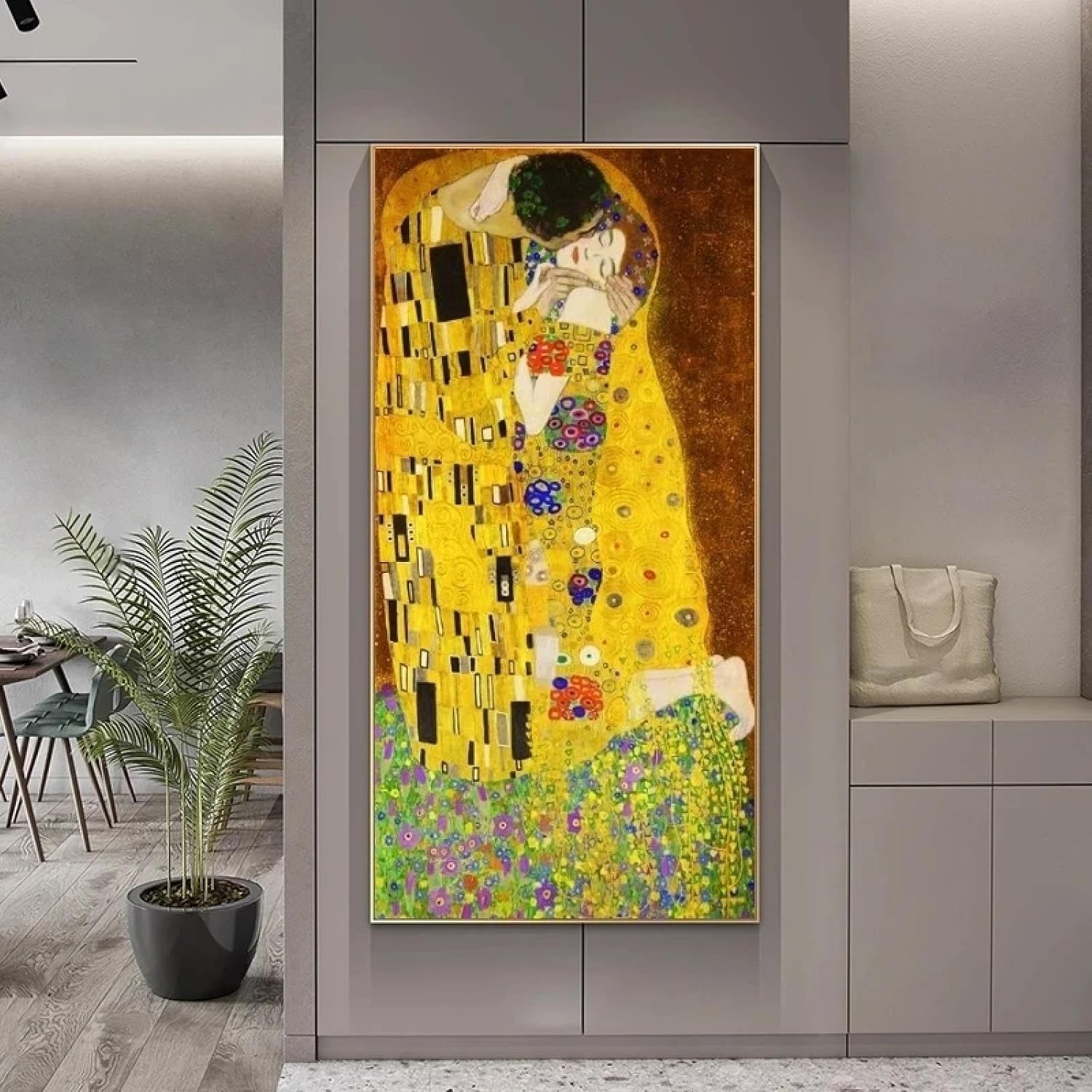 BBOVOBB Gustav Klimt Famous Art The Kiss Classical Paintings Print on Canva Art Poster Abstract Canvas Pictures Home Decor 55x110cm(22x43in) Frameless