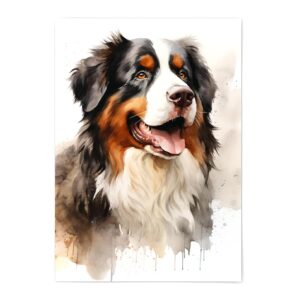 Bernese Mountain Dog Print - Dog Wall Art Print Poster Unframed - Watercolor Pet Dog Portrait - Dog Wall Art - Cute Dog Painting - Dog Artwork Illustration (11x14)