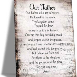 Bible Verse Canva Wall Art Our Father Prayer Poster Picture The Lords Prayer Print Inspirational Quotes Painting for Spiritual Gift Christian Office Church Wall Decor Framed