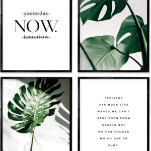 Botanical Prints Poster Wall Decor, Motivational Wall Art Prints Poster, 11x14 Canvas Prints Unframed Set of 4, Plant Posters Aesthetic for Bedroom