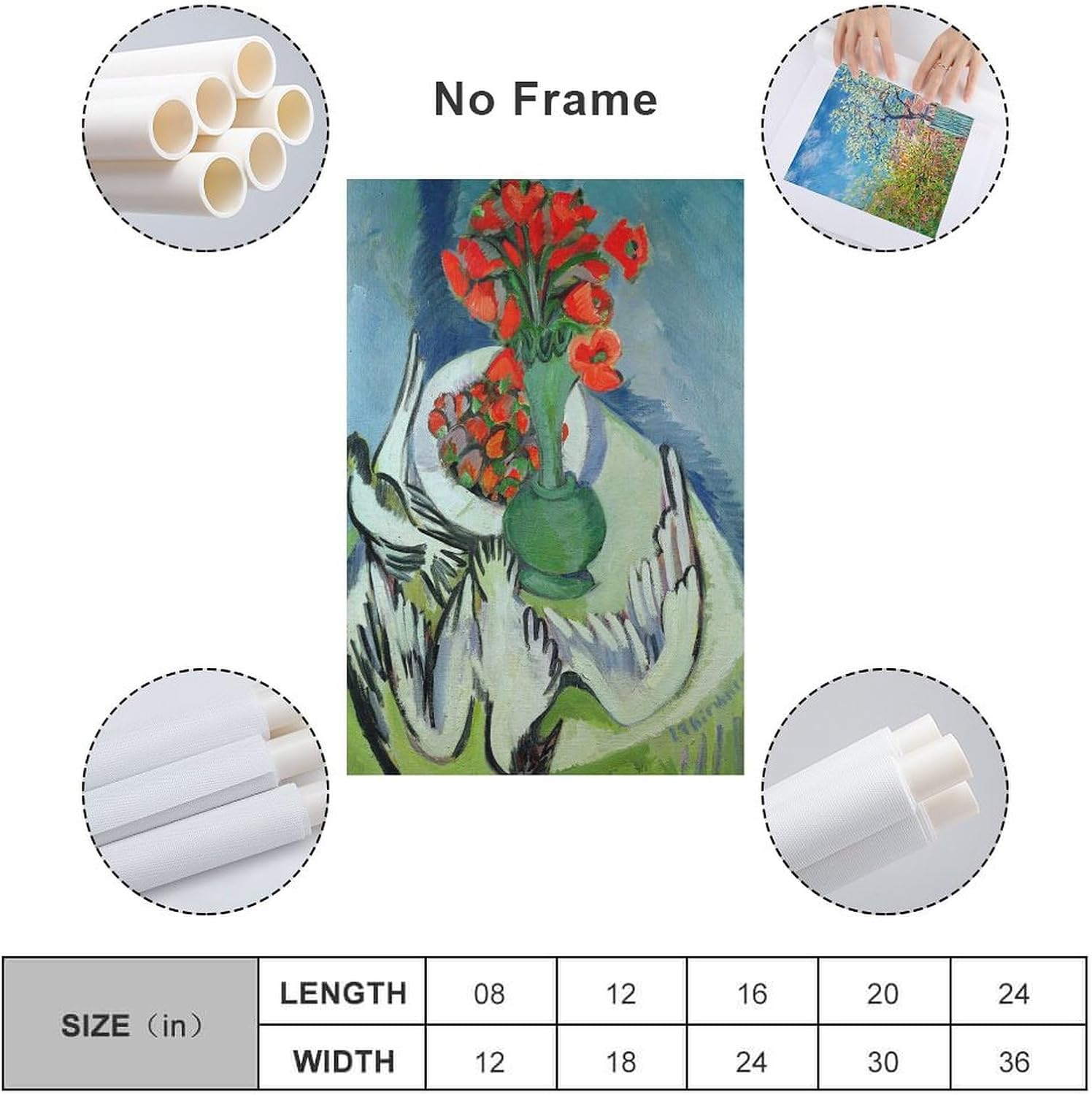 BRogeh Ernst Ludwig Kirchner,Still Life with Seagulls Poppies And Strawberries,art Prints,Vintage Art,canva Canvas Poster Wall Art Bedroom Decor Office Room Kitchen Decor Gift 24x36inch(60x90cm) - Image 2