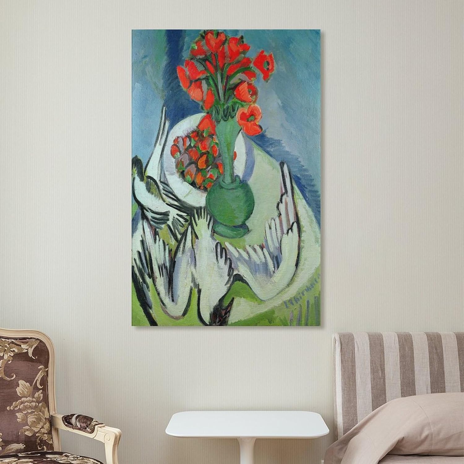BRogeh Ernst Ludwig Kirchner,Still Life with Seagulls Poppies And Strawberries,art Prints,Vintage Art,canva Canvas Poster Wall Art Bedroom Decor Office Room Kitchen Decor Gift 24x36inch(60x90cm) - Image 7