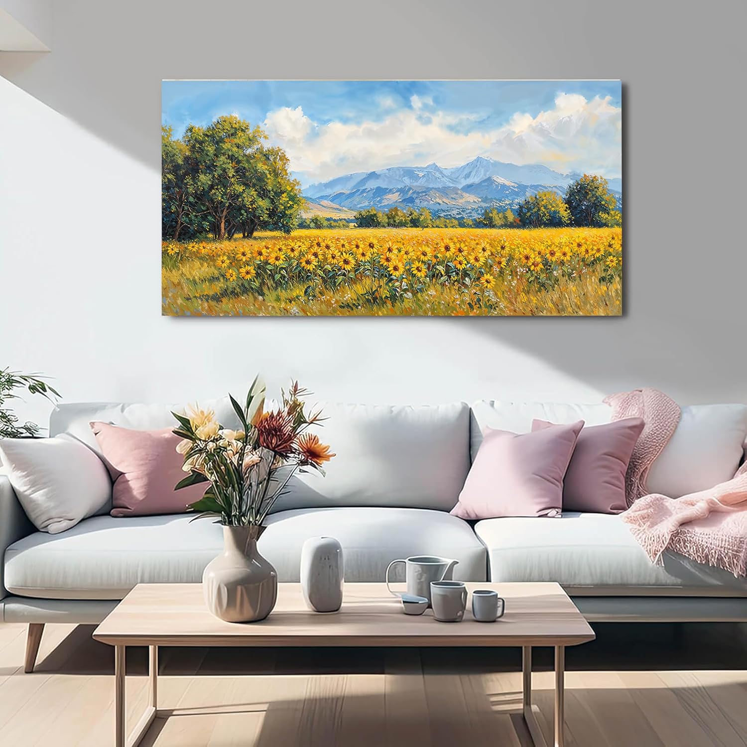 Canvas Wall Art Decor Wall Art Pictures for Living Room Canvas Art Wall Decor Mountain Wildflowers Wall Art Prints Summer Landscape Artwork for Walls Bedroom Home Aesthetic Wall Art Decor 20" X 40" - Image 6