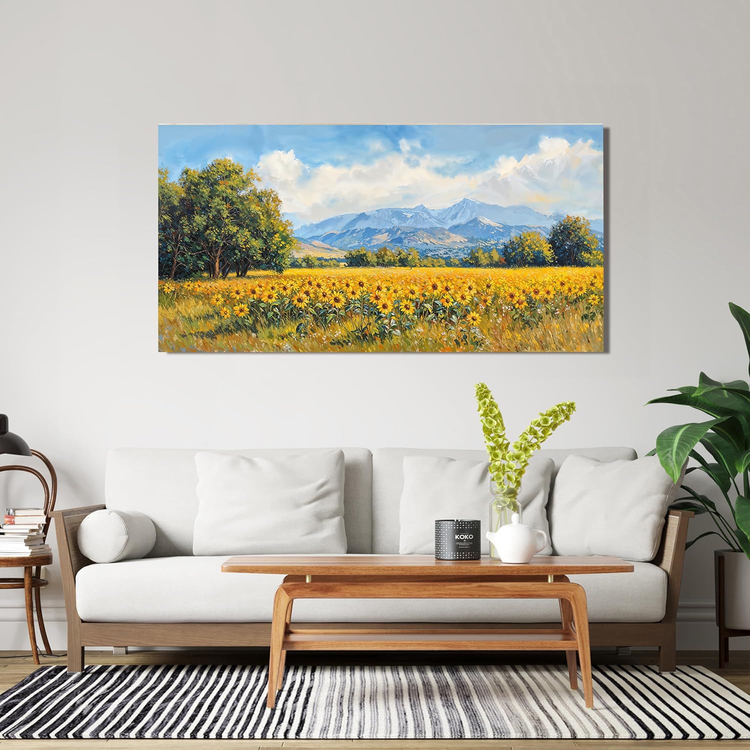 Canvas Wall Art Decor Wall Art Pictures for Living Room Canvas Art Wall Decor Mountain Wildflowers Wall Art Prints Summer Landscape Artwork for Walls Bedroom Home Aesthetic Wall Art Decor 20" X 40" - Image 4