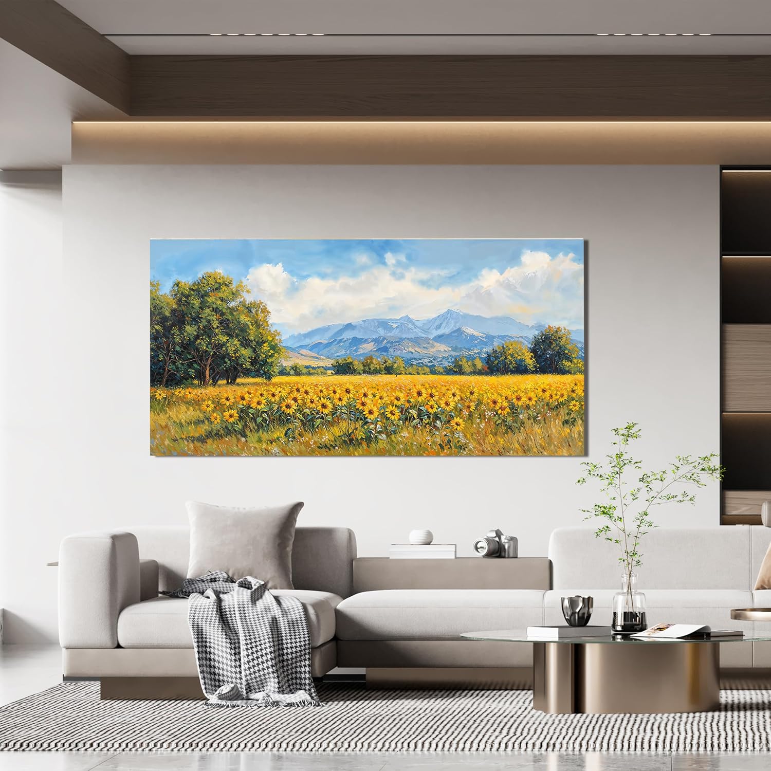 Canvas Wall Art Decor Wall Art Pictures for Living Room Canvas Art Wall Decor Mountain Wildflowers Wall Art Prints Summer Landscape Artwork for Walls Bedroom Home Aesthetic Wall Art Decor 20" X 40" - Image 3