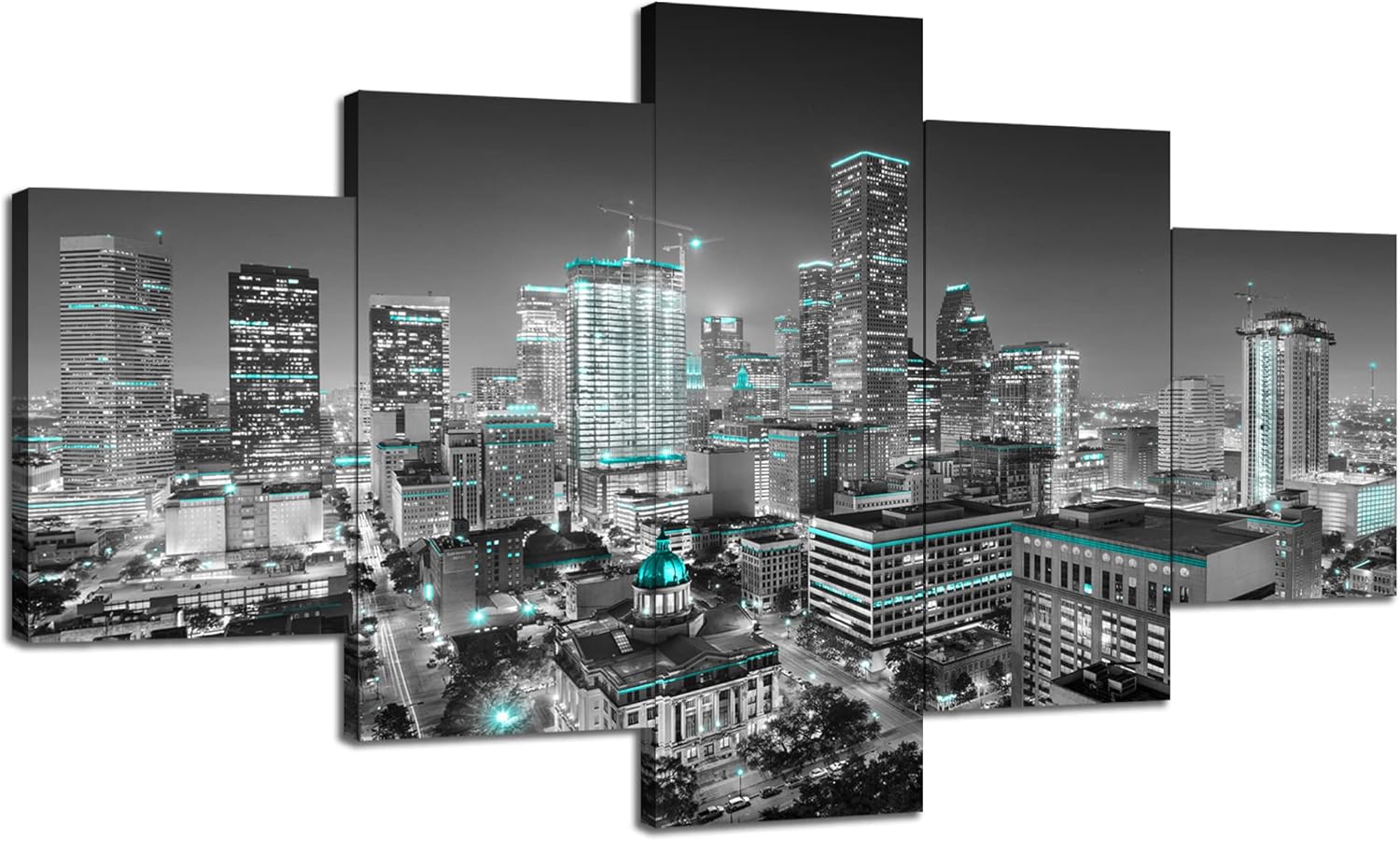 Charlotte Skyline Wall Art Charlotte North Carolina Wall Decor Charlotte Picture Frame Canvas Print Black and White Painting Charlotte City Poster Home Living Room Decoration(60x32 inches) - Image 15